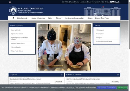 Akademik Kadromuz - KLU - Turizm Fakültesi - Gastronomi ve Mutfak Sanatları