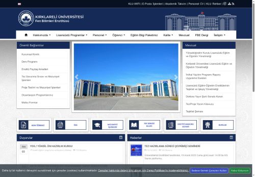 2024-2025 Eğitim-Öğretim Yılı Güz Yarıyılı Ders Programı - KLU - Fen Bilimleri Enstitüsü