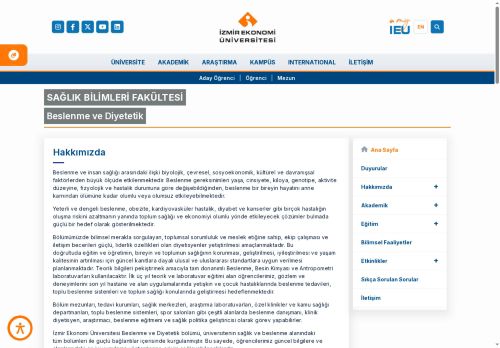 Department of Nutrition and Dietetics | İzmir University of Economics