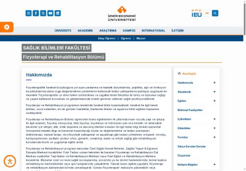 Fizyoterapi ve Rehabilitasyon Bölümü | İzmir Ekonomi Üniversitesi