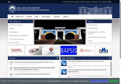 E-BAP KULLANIMI DUYURUSU - KLU - Bilimsel Araştırma Projeleri Koordinatörlüğü
