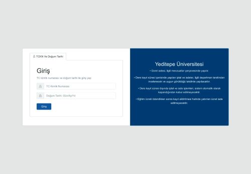 Giriş - Yeditepe Üniversitesi Online Ödeme Sistemi