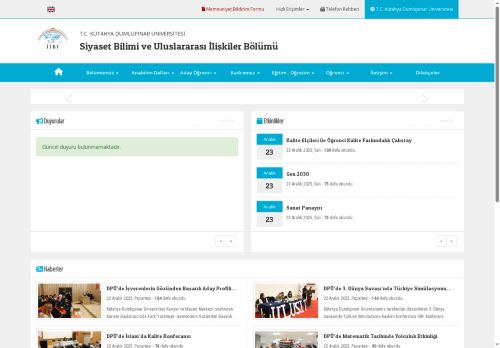 Siyaset Bilimi ve Uluslararası İlişkiler Bölümü