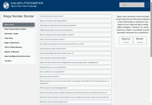 SAÜ Öğrenci İşleri- SSS