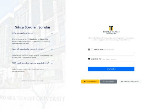 Şifre Sıfırlama - İstanbul Ticaret Üniversitesi
