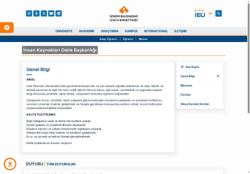 İnsan Kaynakları Daire Başkanlığı | İzmir Ekonomi Üniversitesi