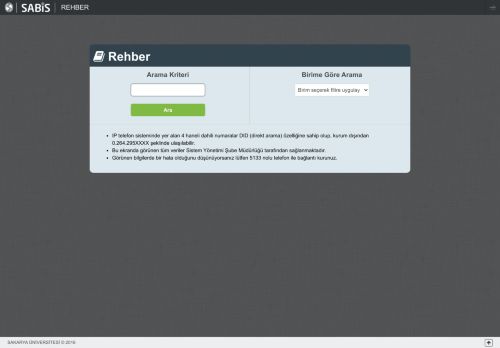 SABİS Rehber :: Sakarya Üniversitesi Bilgi Sistemi