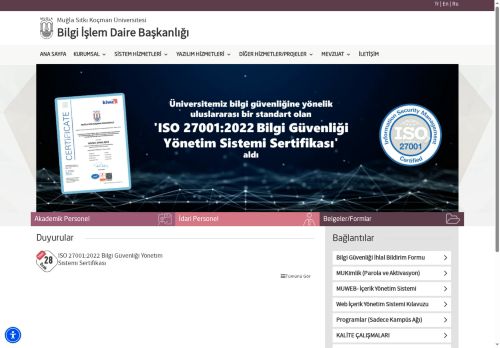 Bilgi İşlem Daire Başkanlığı - Muğla Sıtkı Koçman Üniversitesi
