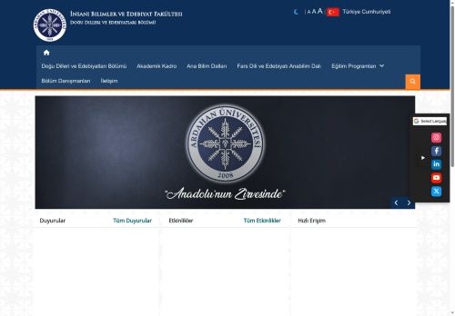 Anasayfa | Doğu Dilleri ve Edebiyatları Bölümü