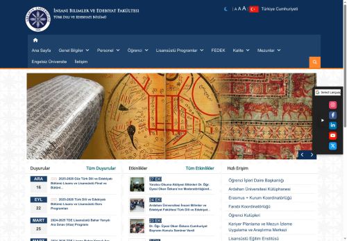 Anasayfa | Türk Dili ve Edebiyatı Bölümü