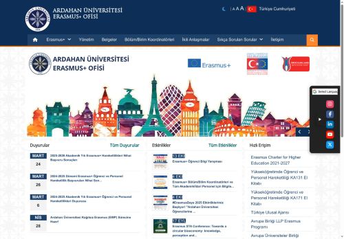 Anasayfa | ARDAHAN ÜNİVERSİTESİ ERASMUS+ OFİSİ