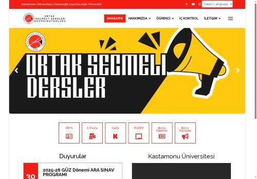 Kastamonu Üniversitesi Ortak Seçmeli Dersler Koordinatörlüğü