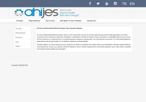 Ahi Evran Mühendislik Bilimleri Dergisi