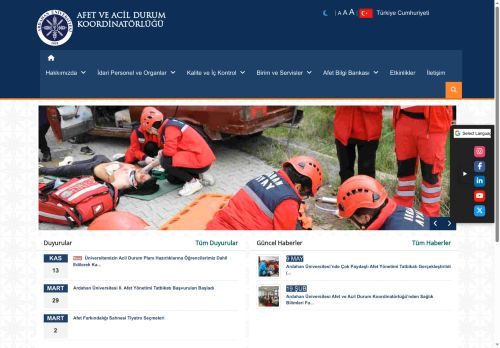 Anasayfa | AFET VE ACİL DURUM KOORDİNATÖRLÜĞÜ