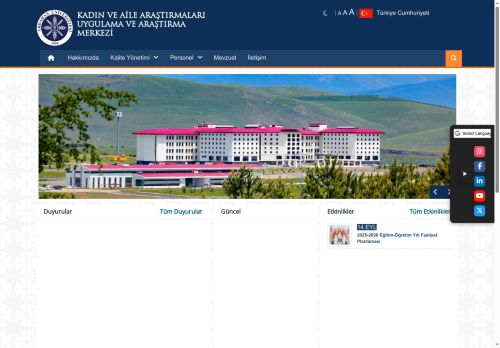 Anasayfa | KADIN VE AİLE ARAŞTIRMALARI UYGULAMA VE ARAŞTIRMA MERKEZİ