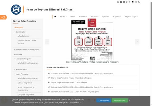Bilgi ve Belge Yönetimi - İnsan ve Toplum Bilimleri Fakültesi - Marmara Üniversitesi