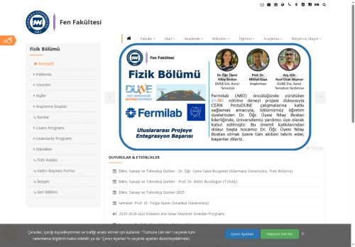Fizik Bölümü - Fen Fakültesi - Marmara Üniversitesi