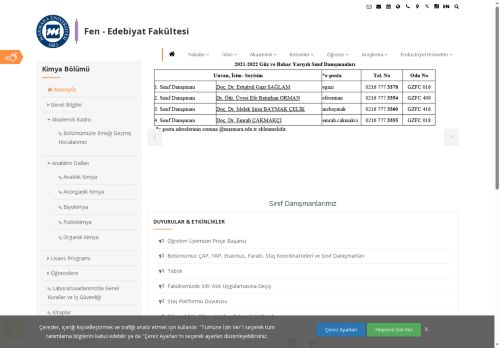 Endüstriyel Hizmetler | Kimya Bölümü | Fen - Edebiyat Fakültesi | Marmara Üniversitesi