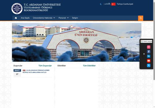 Anasayfa | T.C. ARDAHAN ÜNİVERSİTESİ Uluslararası Öğrenci Koordinatörlüğü