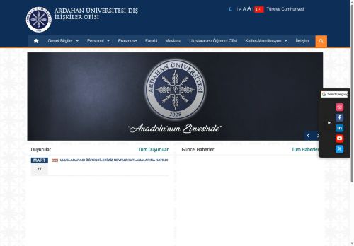 Anasayfa | ARDAHAN ÜNİVERSİTESİ DIŞ İLİŞKİLER OFİSİ