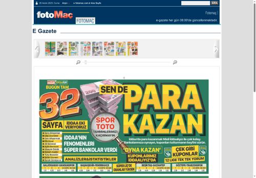 Fotomaç- E-Gazete - Bugünkü Fotomaç Gazetesi Manşeti