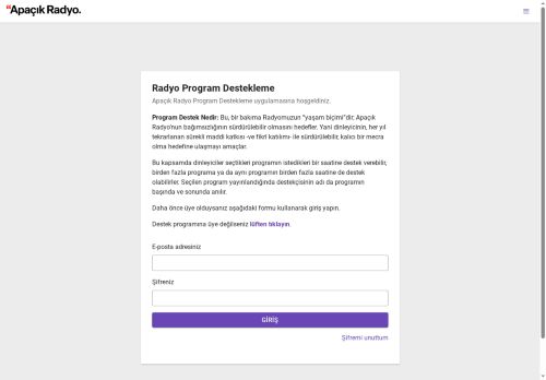 Apaçık Radyo Dinleyici Destek Projesi