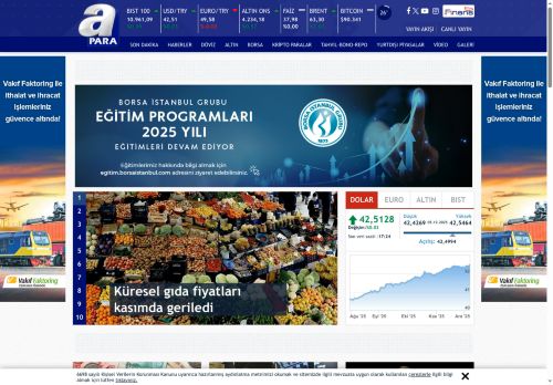 A Para | Canlı Borsa, Döviz Kuru, Altın Fiyatları ve Ekonomi Haberleri