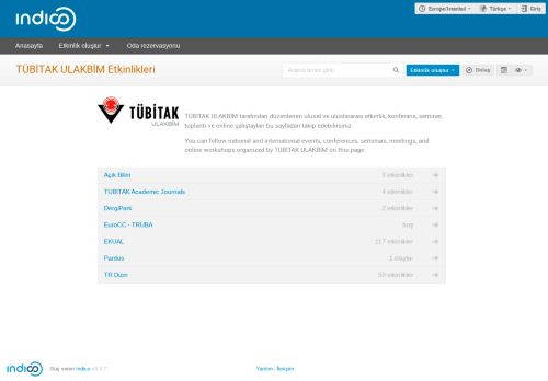 TÜBİTAK ULAKBİM Etkinlikleri · Ulakbim Etkinlikler Portalı (Indico)