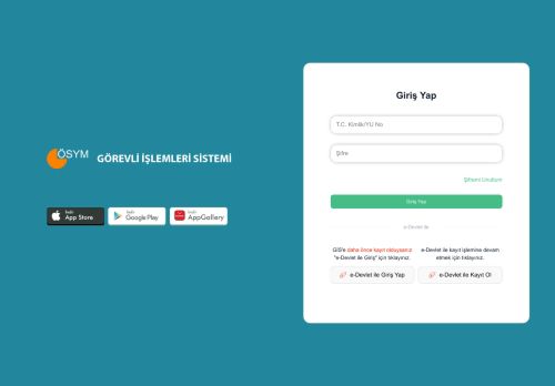 ÖSYM Görevli İşlemleri Sistemi - Sisteme Giriş