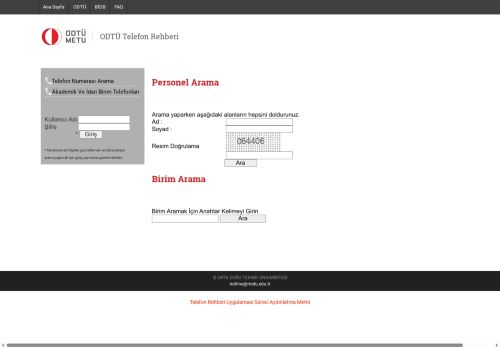 Telefon Defteri ODTÜ.