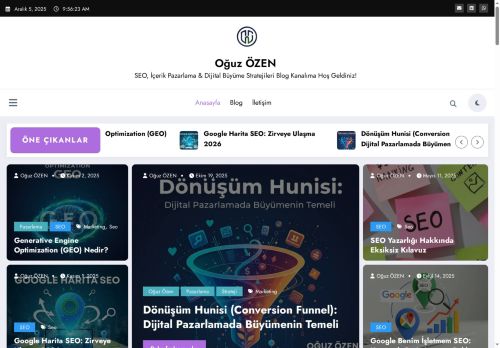 Oğuz ÖZEN - SEO, İçerik Pazarlama & Dijital Büyüme Stratejileri Blog Kanalıma Hoş Geldiniz!