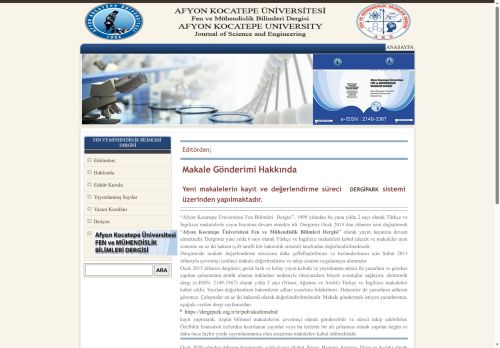 Fen ve Mühendislik Bilimleri Dergisi | Afyon Kocatepe Üniversitesi