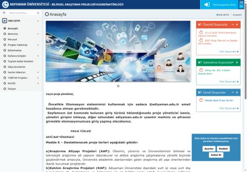 Adıyaman Üniversitesi Bap Otomasyonu