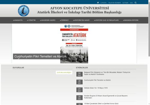 Atatürk İlkeleri ve İnkılap Tarihi Bölüm Başkanlığı  | AKÜ