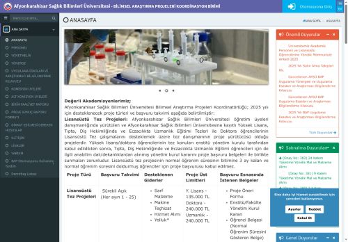 Afyonkarahisar Sağlık Bilimleri Üniversitesi Bap Otomasyonu
