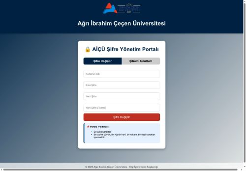 AİÇÜ - Şifre Yönetim Portalı