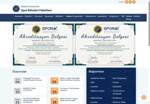 Spor Bilimleri Fakültesi Dekanlığı-Ana Sayfa