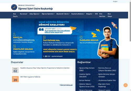Öğrenci İşleri Daire Başkanlığı-Ana Sayfa