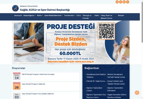 Sağlık Kültür ve Spor Dairesi Başkanlığı-Ana Sayfa