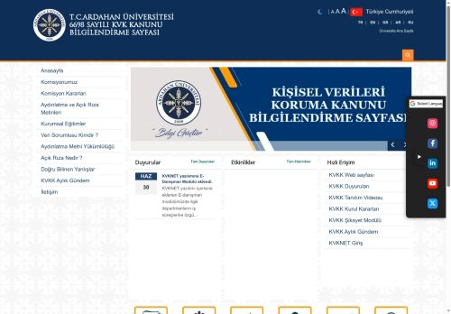 Ana Sayfa | T.C.ARDAHAN ÜNİVERSİTESİ 6698 SAYILI KVK KANUNU BİLGİLENDİRME SAYFASI