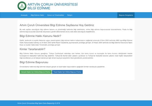 Artvin Çoruh Üniversitesi - Bilgi Edinme Web Sitesi