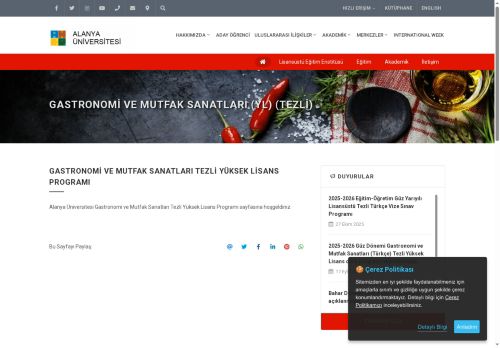 Gastronomi ve Mutfak Sanatları (YL) (Tezli)