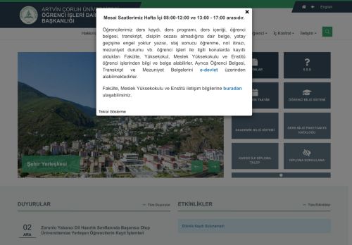 Öğrenci İşleri Daire Başkanlığı - Artvin Çoruh Üniversitesi