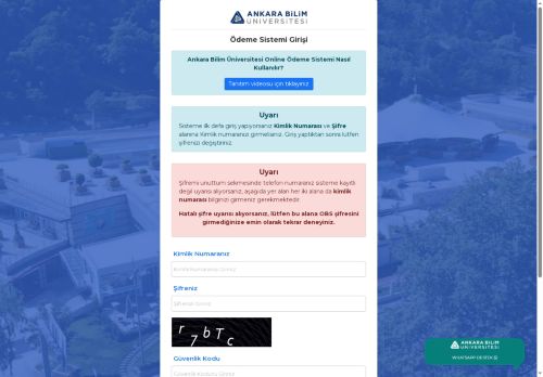 Ankara Bilim Üniversitesi Tahsilat Sistemi