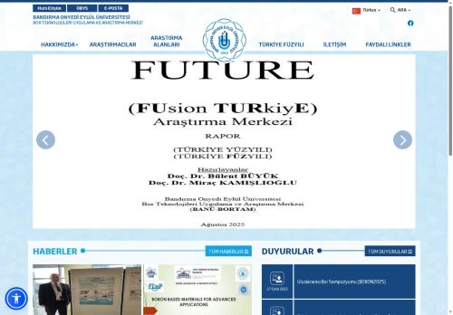 BANDIRMA ONYEDİ EYLÜL ÜNİVERSİTESİ - Bor Teknolojileri Uygulama ve Araştırma Merkezi