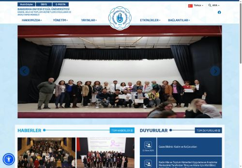 BANDIRMA ONYEDİ EYLÜL ÜNİVERSİTESİ - Kadın, Aile ve Toplum Hizmetleri Uygulama ve Araştırma Merkezi