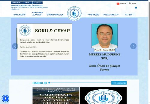 BANDIRMA ONYEDİ EYLÜL ÜNİVERSİTESİ - Sosyal Politikalar Uygulama ve Araştırma Merkez Müdürlüğü
