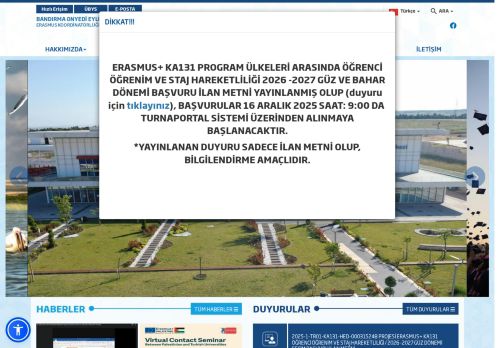 BANDIRMA ONYEDİ EYLÜL ÜNİVERSİTESİ - Erasmus Koordinatörlüğü