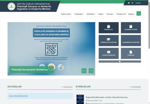 Artvin Çoruh Üniversitesi Psikolojik Danışma ve Rehberlik Uygulama ve Araştırma Merkezi