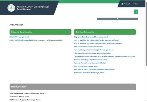 Artvin Çoruh Üniversitesi Anket Sistemi